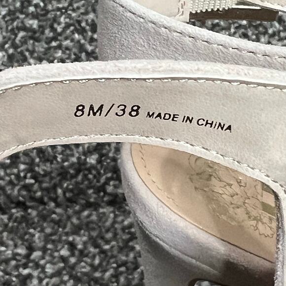 Vince Camuto Kipper Heels 8M True Sand Suede Embellished Strappy Heels Showgirl - Picture 13 of 16